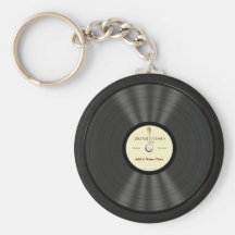 Personalized Vintage Microphone Vinyl Record Keychain