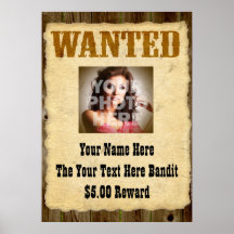 Personalized Wanted Old-Time Photo Posters