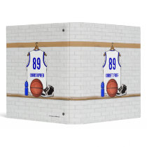 Personalized white Blue Basketball Jersey 3 Ring Binders