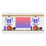 Personalized white Blue Basketball Jersey Picture Card