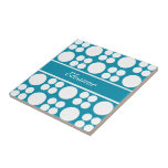 Personalized White Dot Pattern on Bondi Blue Ceramic Tiles
