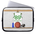 Personalized white green Basketball Jersey Laptop Computer Sleeve