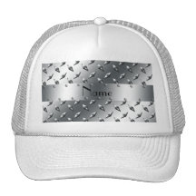 Personalized with your name diamond plate steel mesh hats