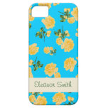 Personalized yellow flowers case - blue iPhone 5 covers