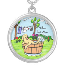 Personalized Yellow Labrador Bathing Cartoon Necklace