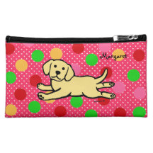 Personalized Yellow Labrador Puppy Cartoon Cosmetics Bags