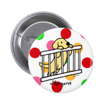 Personalized Yellow Labrador Puppy Cartoon Buttons