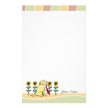 Personalized Yellow Labrador with Sunflowers Customized Stationery