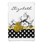 personalized yellow polka dots roses Ipad case ipad mini cases