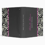 Personalized: Zebra Pink Trimmed Binder