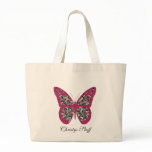 Personalized Zebra Print Butterfly Tote Bag
