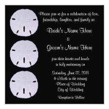 Personnalisable noir et blanc du dollar de sable d invitations personnalisées
