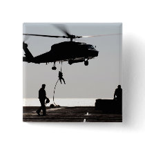 Personnel fast-rope out of an SH-60F Pinback Button