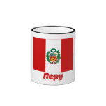 Peru Flag with name in Russian Coffee Mug