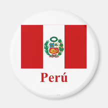 Peru Flag with Name in Spanish Refrigerator Magnets