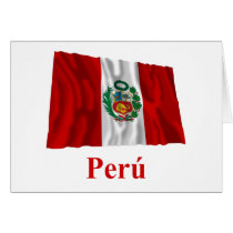Peru Waving Flag with Name in Spanish