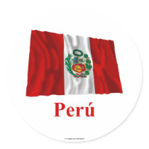 Peru Waving Flag with Name in Spanish