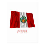 Peru Waving Flag with Name Post Card