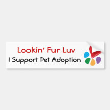 Pet Adoption_Heart-Paw_Lookin' Fur Luv Bumper Sticker