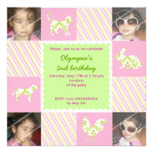 Pet animals & stripes birthday photo invitation