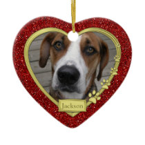 Pet Dog Memorial Photo Christmas Ornament - heart