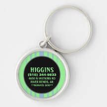 Pet ID Tag - Green & Purple Vertical Stripes Key Chains