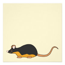 Pet Mouse. Black Tan. Invitations