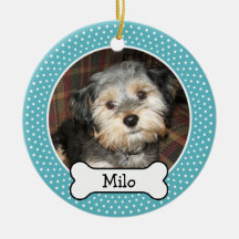 Pet Photo with Dog Bone - Double Sided Christmas Tree Ornament