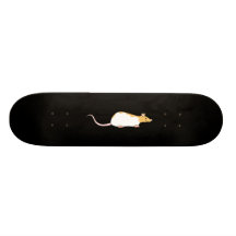 Pet Rat. Cinnamon and White, Hooded Variegated. Skate Board
