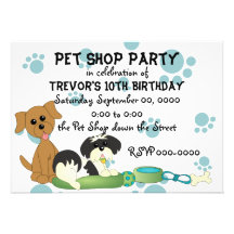 Pet Shop Party Personalized Announcement