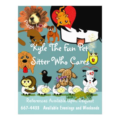 Pet Sitter Flyer Lots of Cute Anime Animals by samack