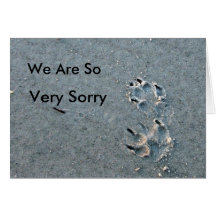 Pet Sympathy - dog paws in the sand Cards