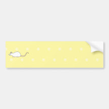 Pet White Mouse. Yellow Polka Dot Background. Bumper Sticker