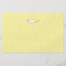 Pet White Mouse. Yellow Polka Dot Background. Flyer