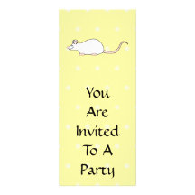Pet White Mouse. Yellow Polka Dot Background. Invitation