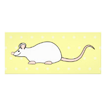 Pet White Mouse. Yellow Polka Dot Background. Invitations