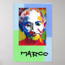 Peter Max style Mahatma Gandhi painting Print