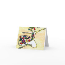 Peter Max style painting flowers dancer Cards