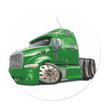 Peterbilt Green Truck Round Stickers