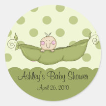 Petit autocollant doux de baby shower de pois