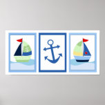 Petit ensemble de voilier de capitaine de 3 copies affiches