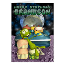 Petit-fils de joyeux anniversaire, hors de ce mond cartes de vœux