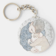 Petit garçon et chiot porte-clef