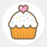 petit gâteau de vanille autocollant rond