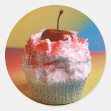 Petit gâteau de vanille de cerise autocollants