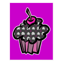 petit gâteau d'os croisés de crâne de goth carte postale