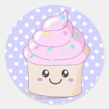 Petit gâteau mignon autocollant rond