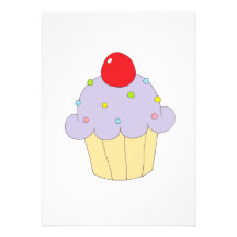 Petit gâteau pourpre invitations