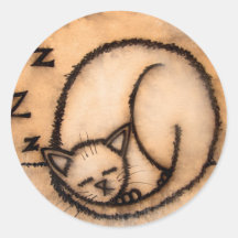 petit somme de chat autocollant rond