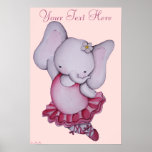 Petite affiche d'éléphant de ballerine pour des en